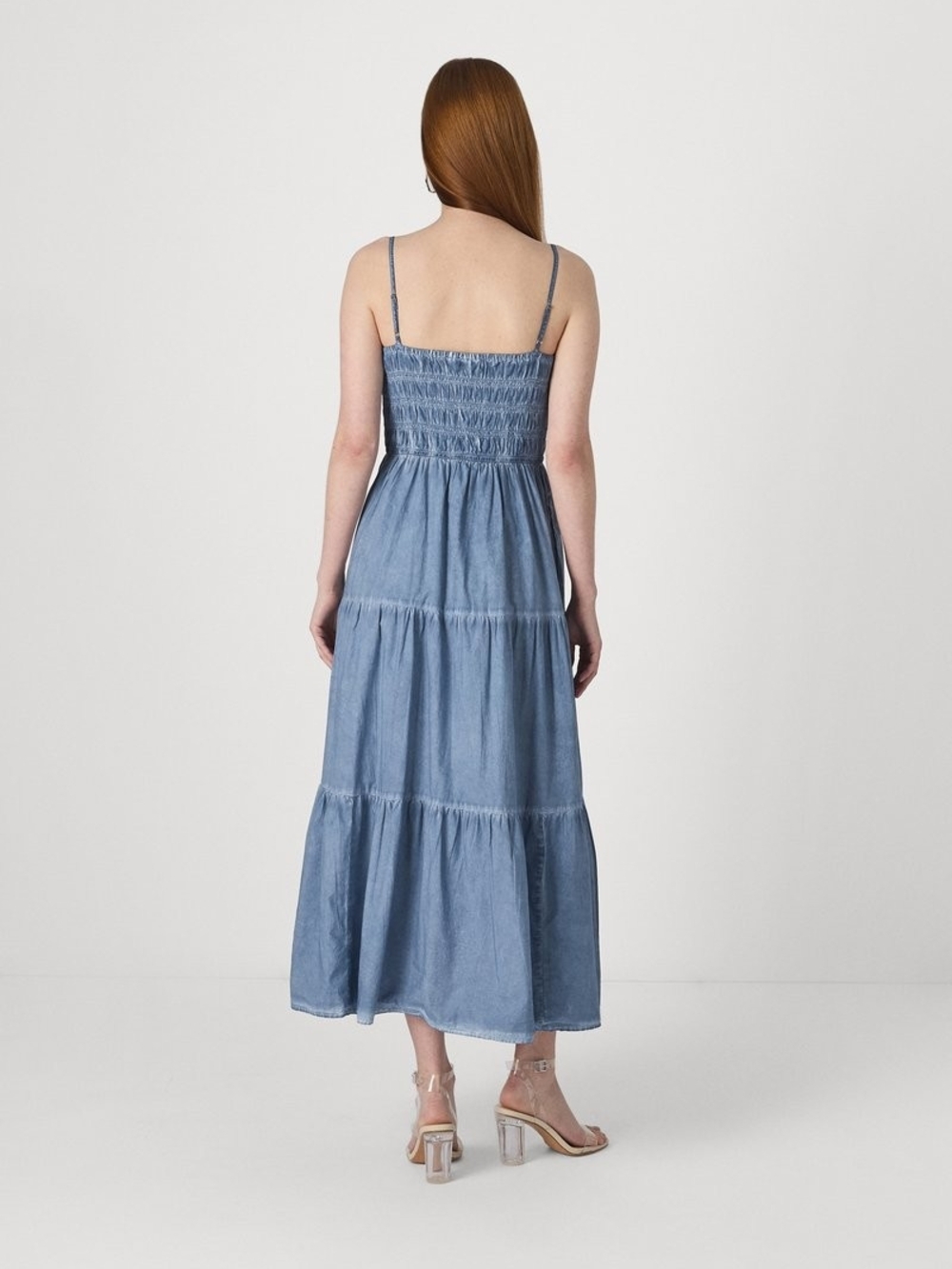 Gap Smocked Chambray Maxi Dress in Light Blue - Picture 3 of 10
